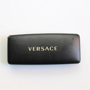 Versace Black Gold Print Logo Hard Shell Eyeglasses Sunglasses Case